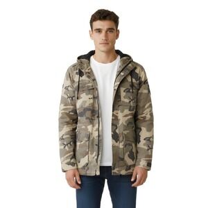 Empyre Full Zip Green Camouflage Hooded Long Sleeve Hoodie Jacket Mens L